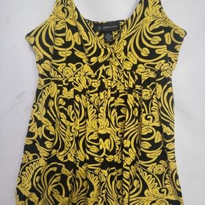 INC International Concepts Black and Yellow Patterned Blouse